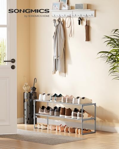 SONGMICS Shoe Rack, 2-Tier Shoe Organizer, Metal Storage Shelf - Image 2