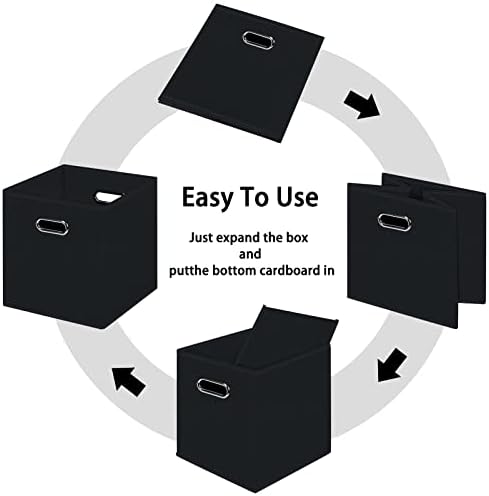 Black Foldable Storage Cubes Bins, Fabric Storage Box Cubes Organizer Baskets - Image 6