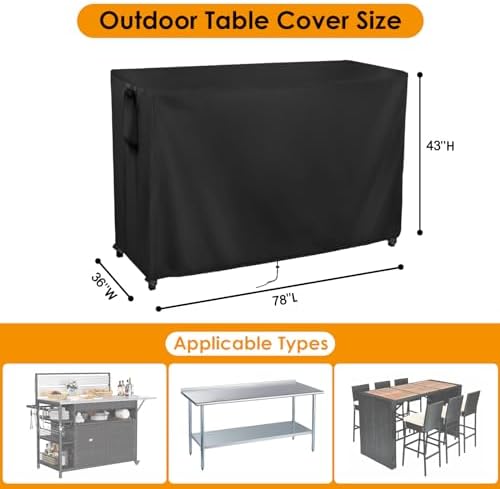 Kingling Outdoor Table Cover for Outdoor Bar Table 78''L x 36''W x 43''H - Image 2
