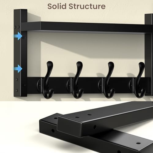 35'' Long Black Coat Rack Wall Mount - Image 7