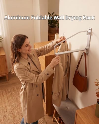Rotatable Foldable Wall Mount Clothes Drying Rod - Image 2
