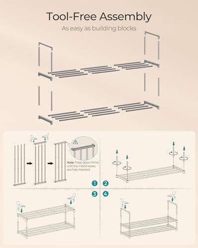 SONGMICS Shoe Rack, 2-Tier Shoe Organizer, Metal Storage Shelf - Image 5
