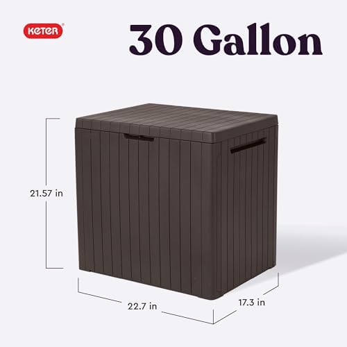 Keter City 30 Gallon Resin Outdoor Storage Box and Patio Furniture Side Table - Image 2