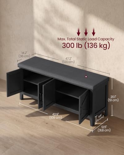 VASAGLE Shoe Bench, Farmhouse Entryway Bench - Image 2
