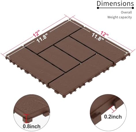 Plastic Interlocking Deck Tiles, 44 Pack Patio Sheets - Image 2