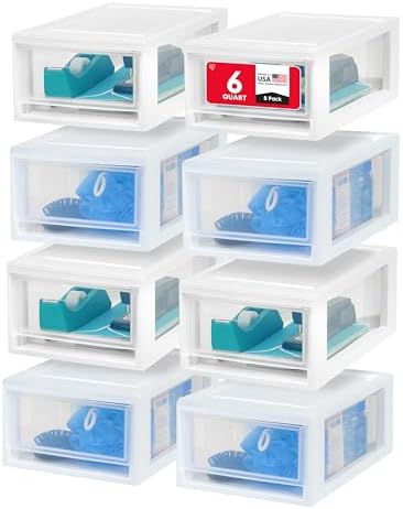 IRIS USA 8-Pack, 6 Qt. Small Stacking Drawer Storage Organizer by IRISUSA