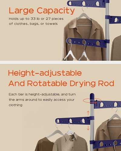 CASAMAYA Clothes Drying Rack Foldable, 70.9 inch Tripod Drying Rack - Image 6
