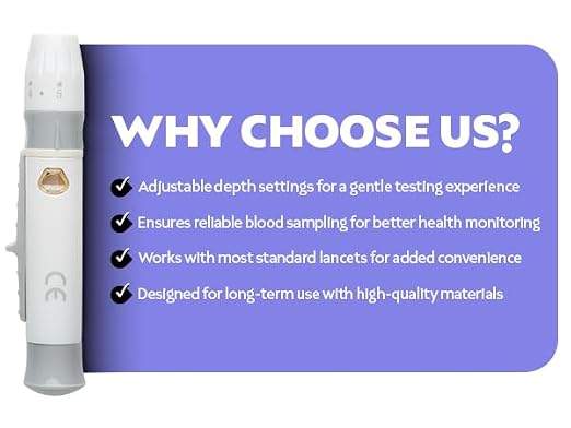 One Step Lancing Device Pen, 5 Depth Settings, Less Pain Design, Blood Sampling - Image 9