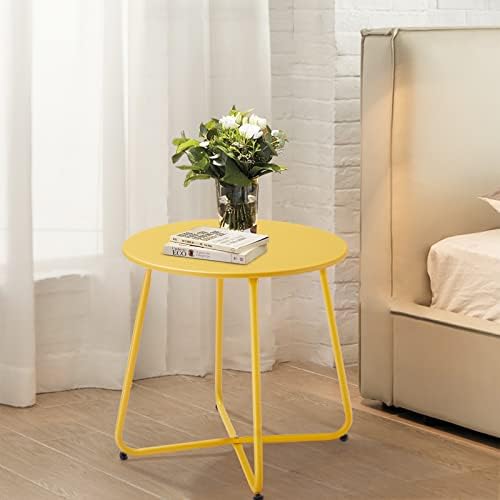 Meluvici Patio Small Outdoor Side Table Waterproof Round Metal Steel Side Table - Image 2