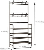 Coat Rack Shoe Rack With Storage Hooks Standing Organizer 4 Tier - Image 6