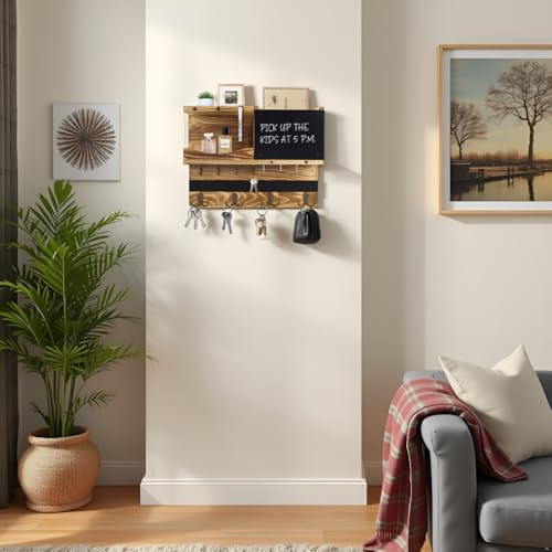 Key Holder Wall Mount with Shelf, Key Hooks - Image 6