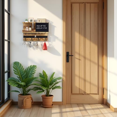Key Holder Wall Mount with Shelf, Key Hooks - Image 3