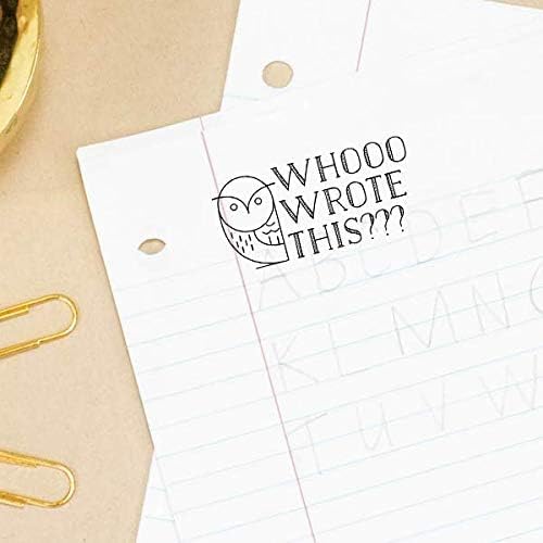 Custom Self-Inking Grading Stamps | 49 Fun Phrases | Classroom & Library Book Stamps (Whooo Wrote This?, Xtra Large)