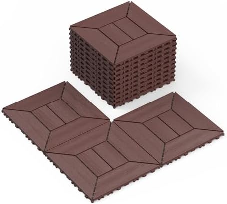 44 Pack Interlocking Deck Tiles, All-Weather Outdoor Deck Tiles by Unknown