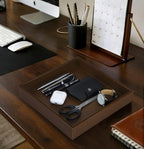 HofferRuffer Faux Leather Vanity Tray, Elegant Desktop Storage Organizer - Image 6