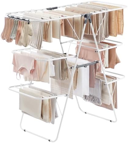 SONGMICS Clothes Drying Rack, Foldable 3-Level Laundry Rack, Free-Standing by SONGMICSbySONGMICSHOME