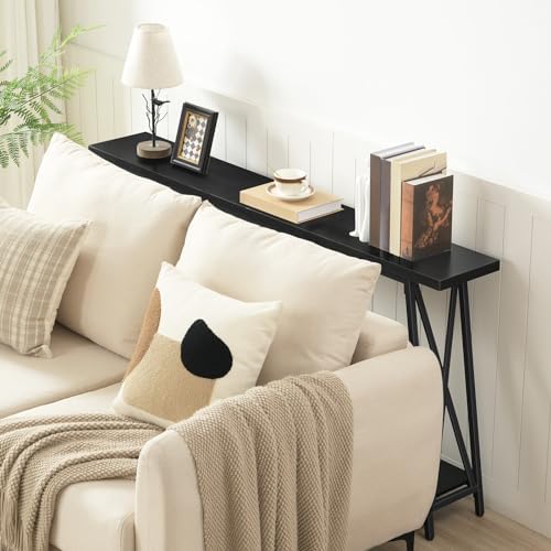 MAHANCRIS Console Table, Extra Long 2-Tier Sofa Table Behind Couch, X-Shaped - Image 4