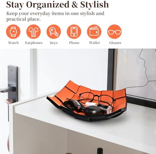 MSJGA Valet Tray PU Leather Key Holder Bowl - Image 3