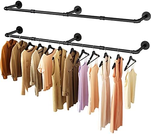 Wall Mounted Clothes Rack, 52.6in Industrial Pipe Clothing Rack by UlSpeed