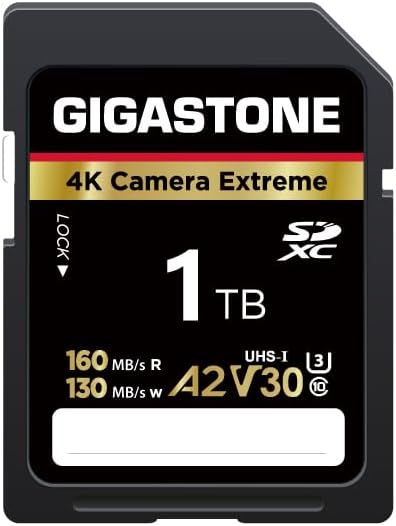 【5-Years Data Recovery】 GIGASTONE 1TB SD Card, 4K Camera Extreme, UHS-I A2 V30 by Gigastone