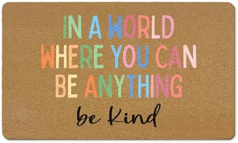 Boho Classroom Coir Door Mats Outdoor, in a World Where You Can Be Anything Be by EGBTL