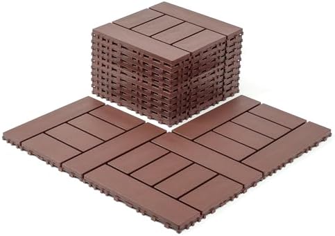 Interlocking Deck Tiles, 44 Pack, Outdoor Waterproof Plastic Balcony Decking by Unknown