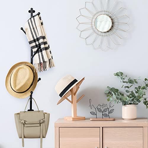 MyGift Wall Mounted Matte Black Metal 6-Hook Entryway Coat Hanger and Hat Tree - Image 2
