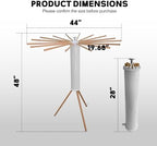 Clothes Drying Rack Foldable, Rotary Tripod Laundry Drying Rack, 16 Wooden Poles - Image 2