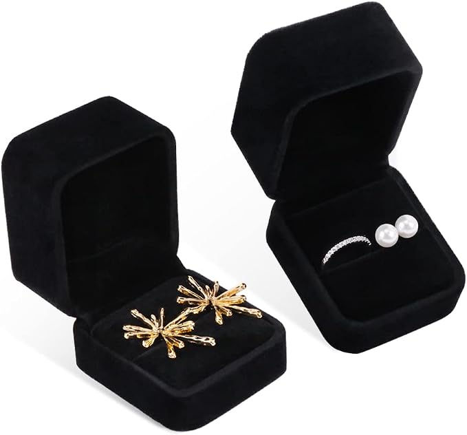 iSuperb 2 Pieces Velvet Ring Box Classic Jewelry Gift Boxes - Image 6