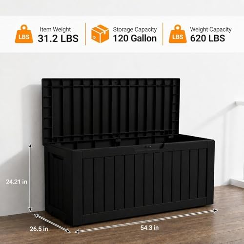 LAUSAINT HOME 120 Gallon Resin Deck Box, Package Delivery Box - Image 2