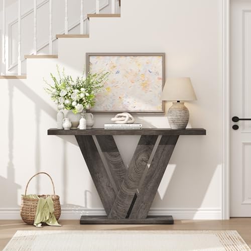 51" Console Table, V-Shaped Entryway Table, Wood Sofa Table Behind Couch - Image 4