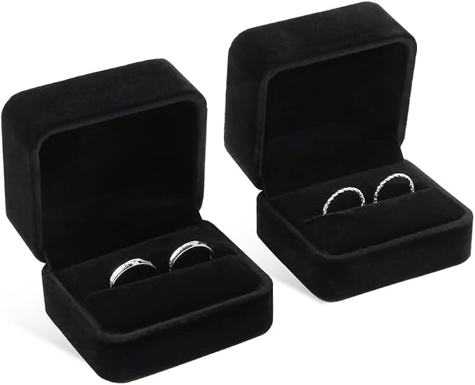iSuperb Set of 2 Unit Classic Velvet Couple Double Ring Box Earring Jewelry - Image 2
