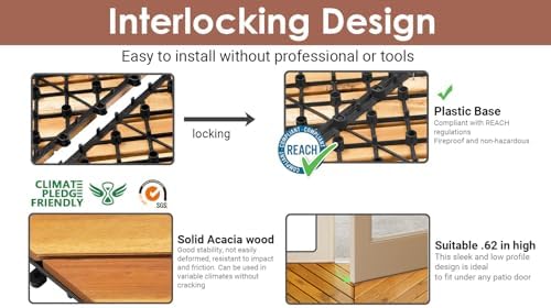 PrimeZone 27 PCS Solid Acacia Wood Interlocking Patio Deck Tiles Outdoor - Image 4
