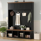 Quarte Elegant Wood-Grain Hall Tree by Unknown