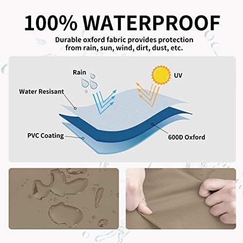 Easy-Going Heavy Duty Outdoor Ottoman Cover, Camel/Dark Brown - Image 3