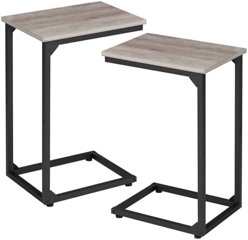 AMHANCIBLE C Shaped End Table Set of 2, Couch Side Table that Slide Under by AMHANCIBLE
