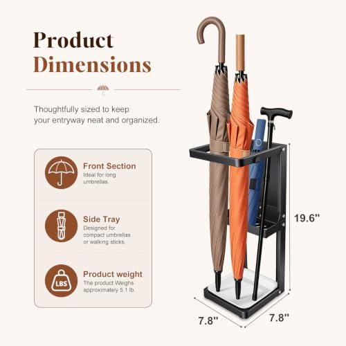 Umbrella Stand for Entryway, Sturdy Metal Umbrella Holder Indoor - Image 2