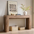 OKD 63" Console Table with Drawers, Thick Block Entryway Table, Rustic Oak by OKD