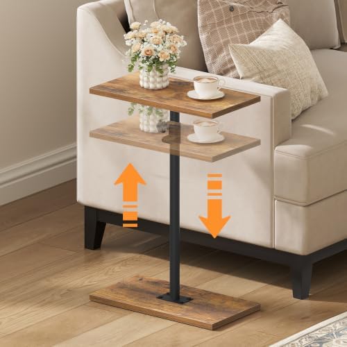 MAHANCRIS Narrow Side Table, Height Adjustable Sofa Table, Tall Couch Table by MAHANCRIS