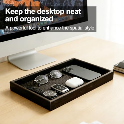 Wooden Valet Tray with Leather Base - Image 3