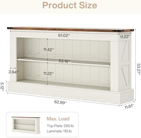 Tribesigns 63" Console Table, 3-Tier Entryway Table - Image 2