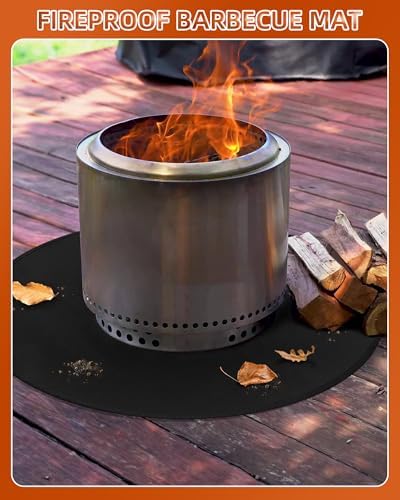 40" Round Fireproof Grill Mat for Deck & Patio, Double-Sided Silicone Coated - Image 3