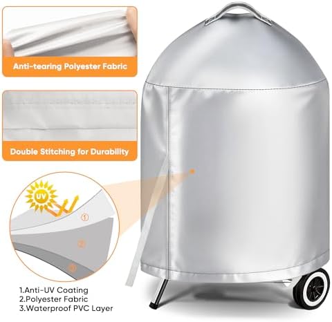 iCOVER Grill Cover for Weber 22 Inch Charcoal Kettle- Heavy Duty Waterproof BBQ - Image 3