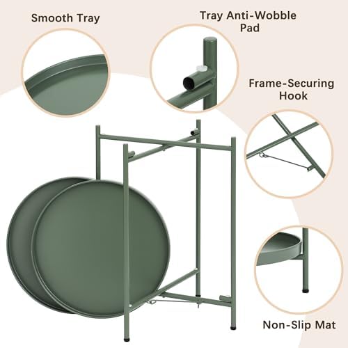 2-Tier Round End Side Table, Small Metal Side Table - Image 4