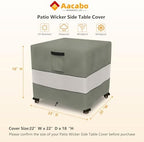 Patio Wicker Side Table Cover, 22W x 22D x 18H inch, Waterproof Square Patio - Image 2