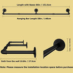 Wall Mounted Clothes Rack, 60in Industrial Pipe Clothing Rack - Image 5