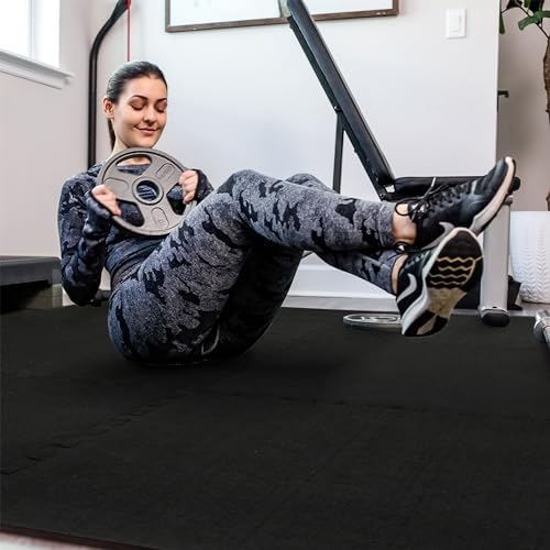 SUPERJARE 0.4'' Thick 12 Pcs 48 Sq Ft Rubber Top Exercise Equipment Mats - Image 3