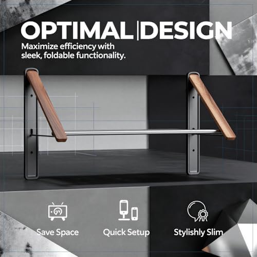 Wall Mounted Retractable Clothes Drying Rack, Walnut Foldable Hanger, Space - Image 5