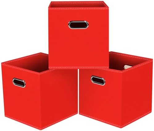 Black Foldable Storage Cubes Bins, Fabric Storage Box Cubes Organizer Baskets by HEAYEEG