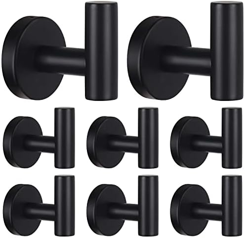 Bathroom Robe Towel Hooks Coat Matte Black Wall Hook Stainless Steel Heavy Duty by Homagic